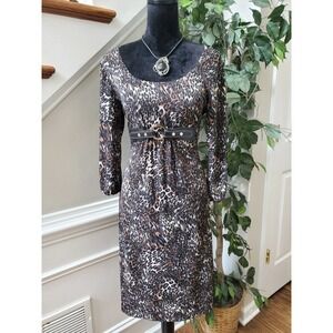 Suzie In The City Multicolor Round Neck Long Sleeve Knee Length Dress M